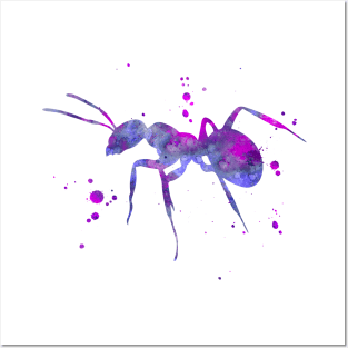 Purple Ant Watercolor Painting Posters and Art